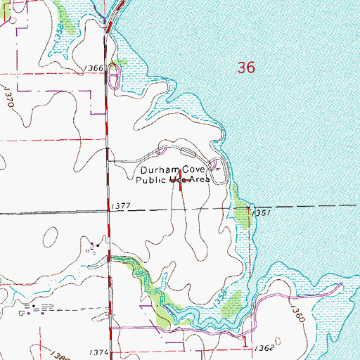 Topographic Map of Durham Cove Public Use Area, KS