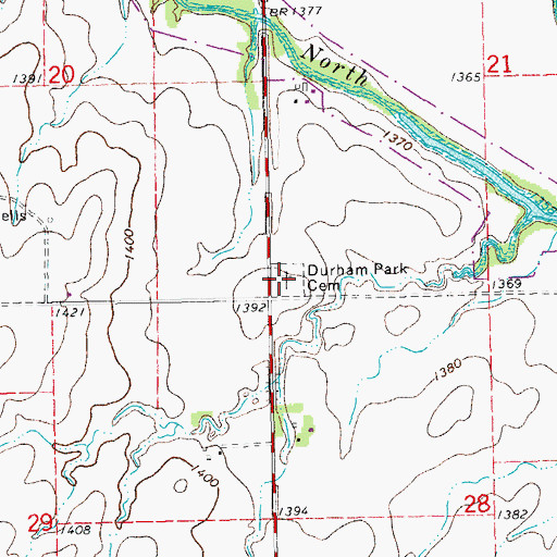Topographic Map of Durham Park Cemetery, KS