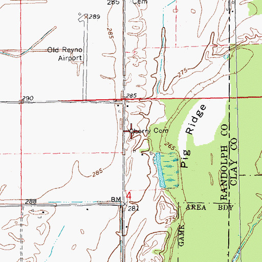 Topographic Map of Cherry Cemetery, AR