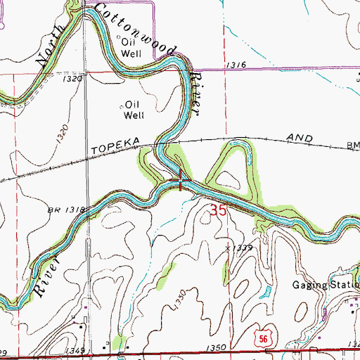 Topographic Map of North Cottonwood River, KS
