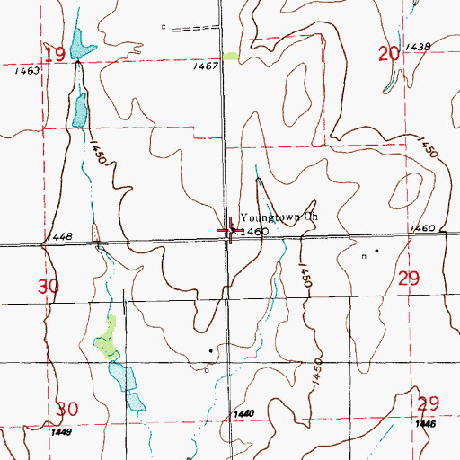 Topographic Map of Youngtown Church, KS