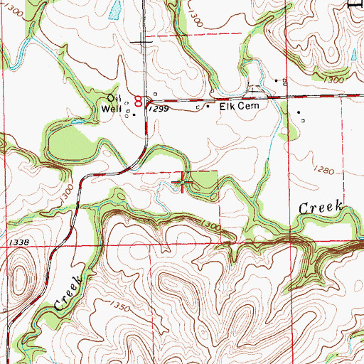 Topographic Map of Wildcat Creek, KS