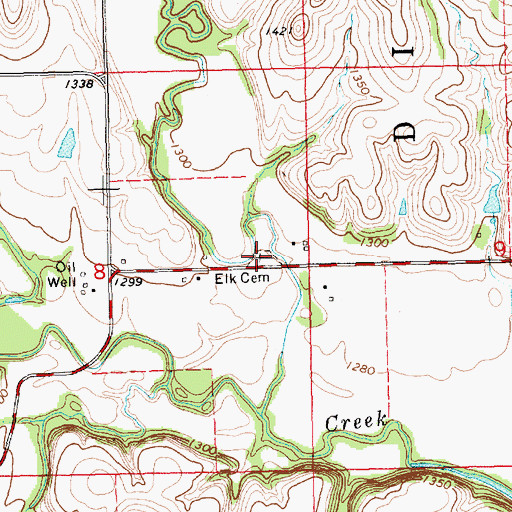 Topographic Map of Elk Cemetery, KS
