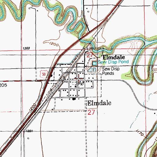 Topographic Map of Elmdale, KS