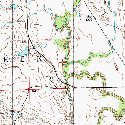 Topographic Map of Mulvane Creek, KS