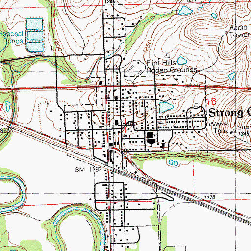Topographic Map of Strong City, KS