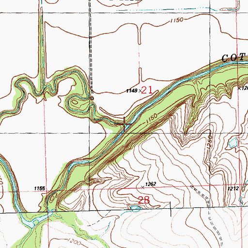 Topographic Map of Peyton Creek, KS