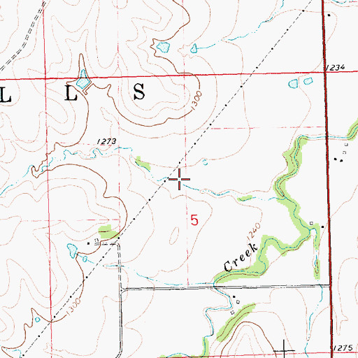 Topographic Map of Township of Falls, KS