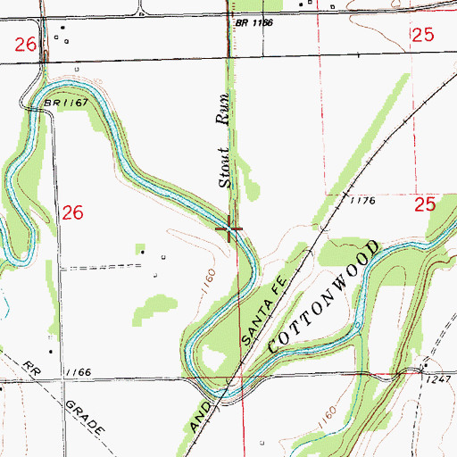 Topographic Map of Stout Run, KS