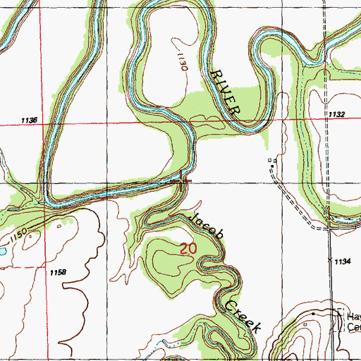 Topographic Map of Jacob Creek, KS