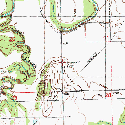 Topographic Map of Hayworth School, KS
