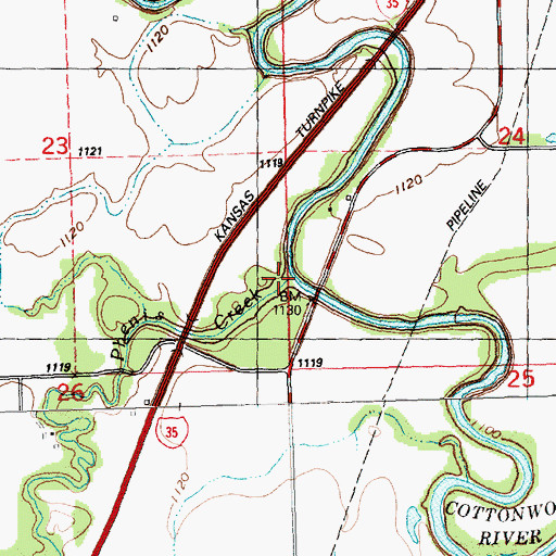 Topographic Map of Phenis Creek, KS