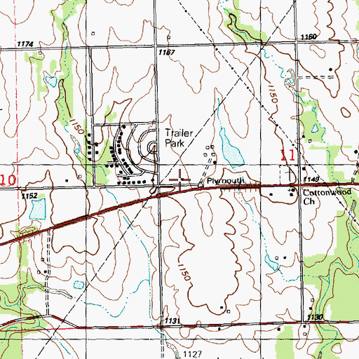 Topographic Map of Cottonwood School (historical), KS