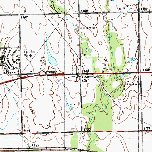 Topographic Map of Cottonwood Friends Church, KS