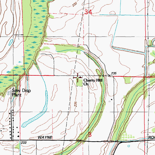 Topographic Map of Cherry Hill Church, AR
