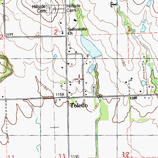 Topographic Map of Toledo, KS