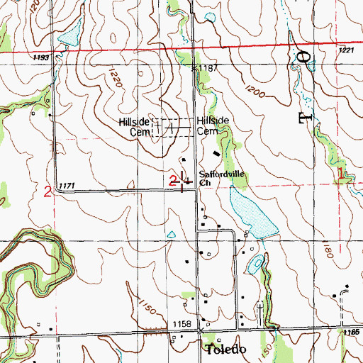 Topographic Map of Saffordville United Methodist Church, KS