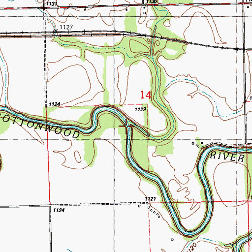 Topographic Map of Moon Creek, KS