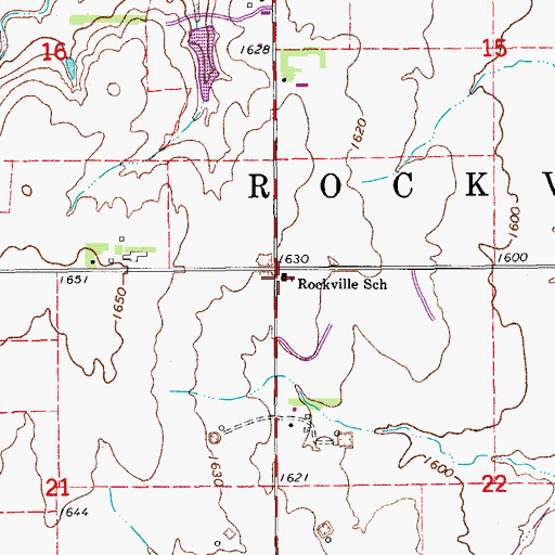 Topographic Map of Rockville School, KS