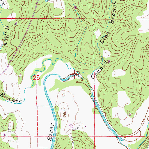 Topographic Map of Cherry Hollow Branch, AR