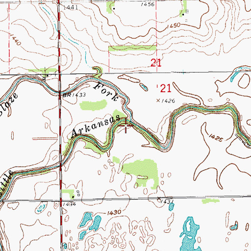 Topographic Map of Blaze Fork, KS