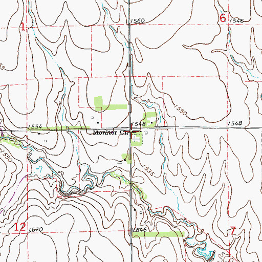 Topographic Map of Monitor Church of the Brethren, KS