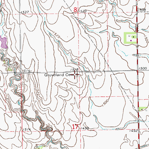 Topographic Map of Groveland Cemetery, KS