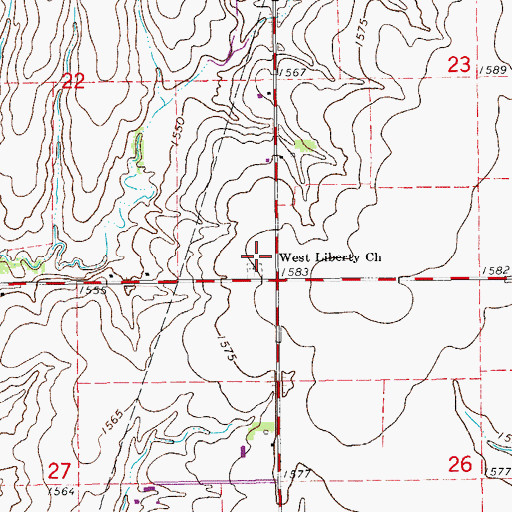 Topographic Map of West Liberty Church, KS