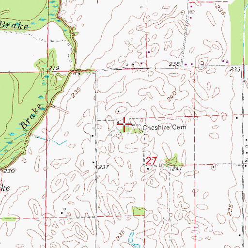 Topographic Map of Cheshire Cemetery, AR