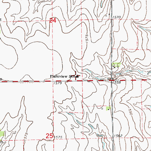 Topographic Map of Plainview School, KS