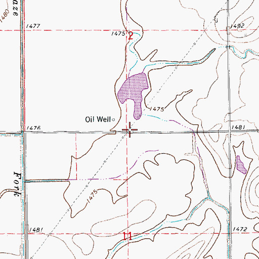 Topographic Map of Groveland Northeast Oil Field, KS