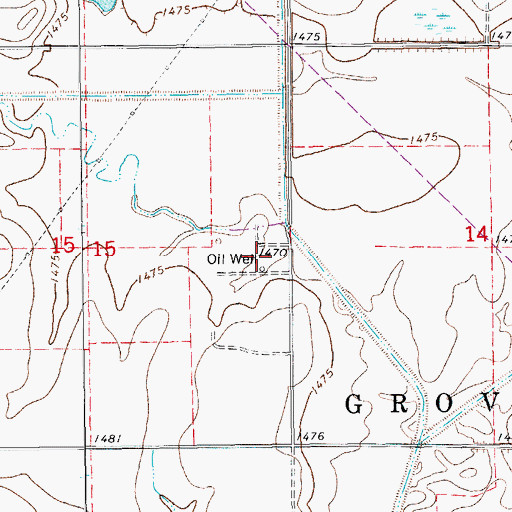 Topographic Map of Groveland South Oil Field, KS