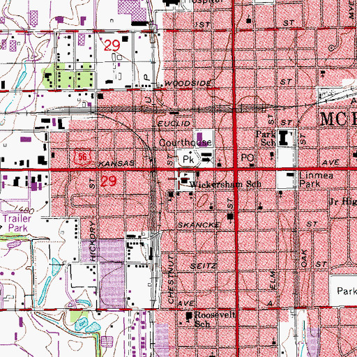 Topographic Map of Wickersham School, KS