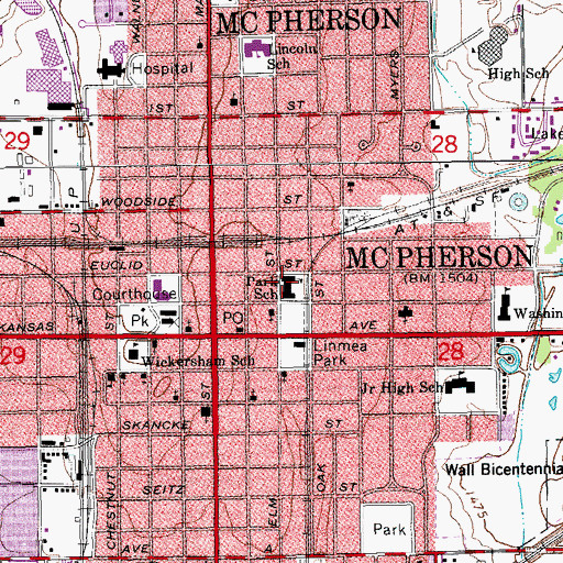 Topographic Map of Park Elementary School, KS