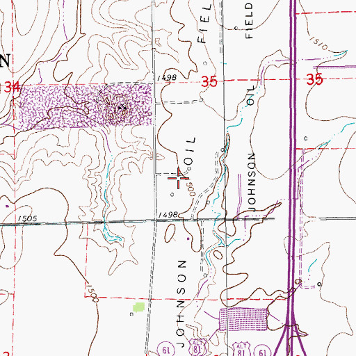 Topographic Map of Johnson Oil Field, KS