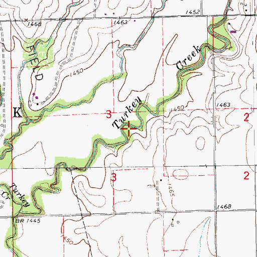 Topographic Map of Voshell Oil Field, KS