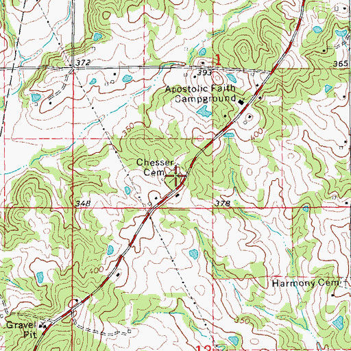 Topographic Map of Chesser Cemetery, AR