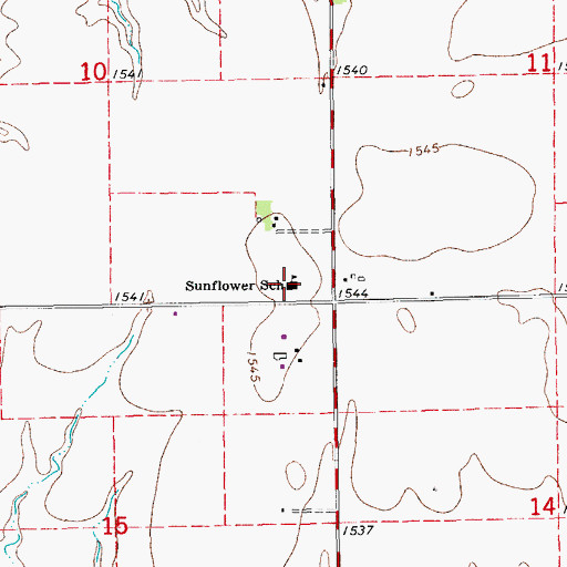 Topographic Map of Sunflower School, KS