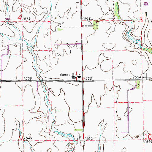 Topographic Map of Sunny Hill School, KS