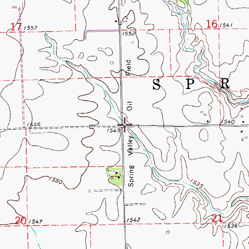 Topographic Map of Spring Valley Oil Field, KS