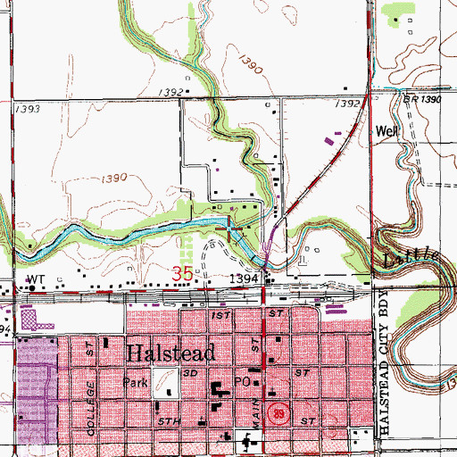 Topographic Map of Black Kettle Creek, KS
