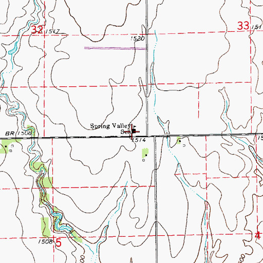 Topographic Map of Spring Valley School, KS