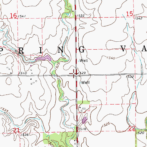 Topographic Map of Township of Spring Valley, KS