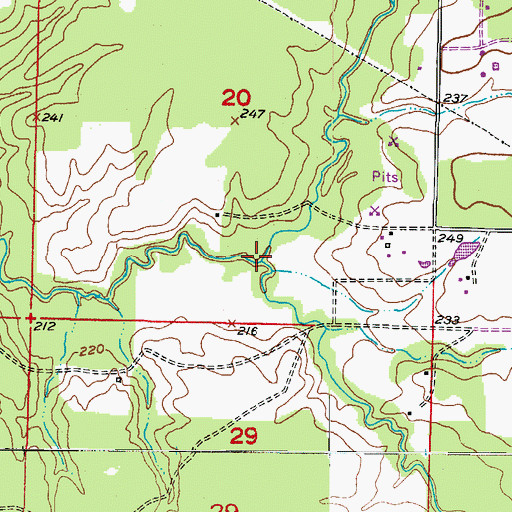 Topographic Map of Chicken Creek, AR