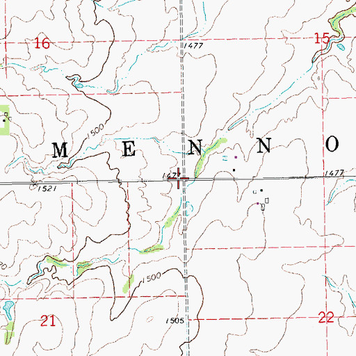 Topographic Map of Township of Menno, KS