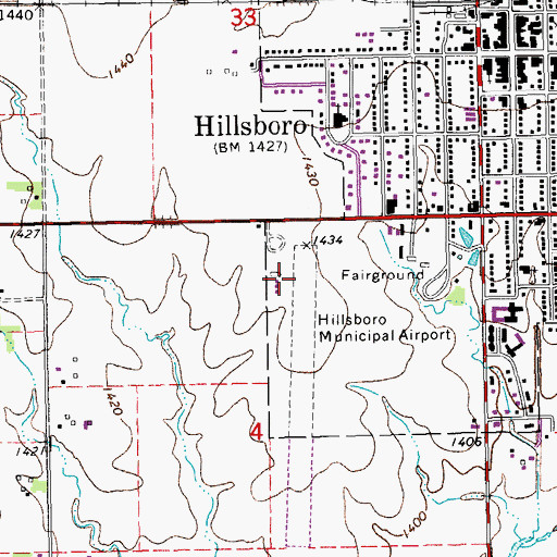 Topographic Map of Alfred Schroeder Field, KS