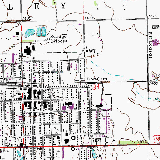 Topographic Map of Zion Cemetery, KS
