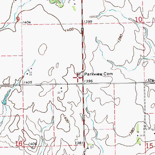 Topographic Map of Parkview Cemetery, KS