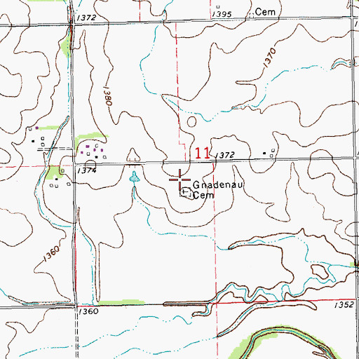 Topographic Map of Gnadenau Cemetery, KS