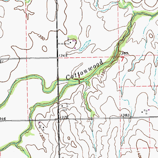 Topographic Map of Antelope Creek, KS